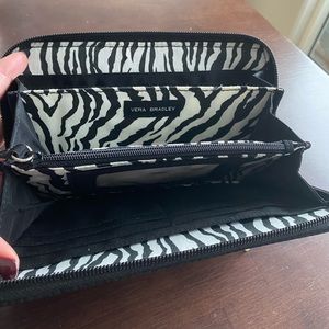 Vera Bradley Black quilted wallet with Zebra